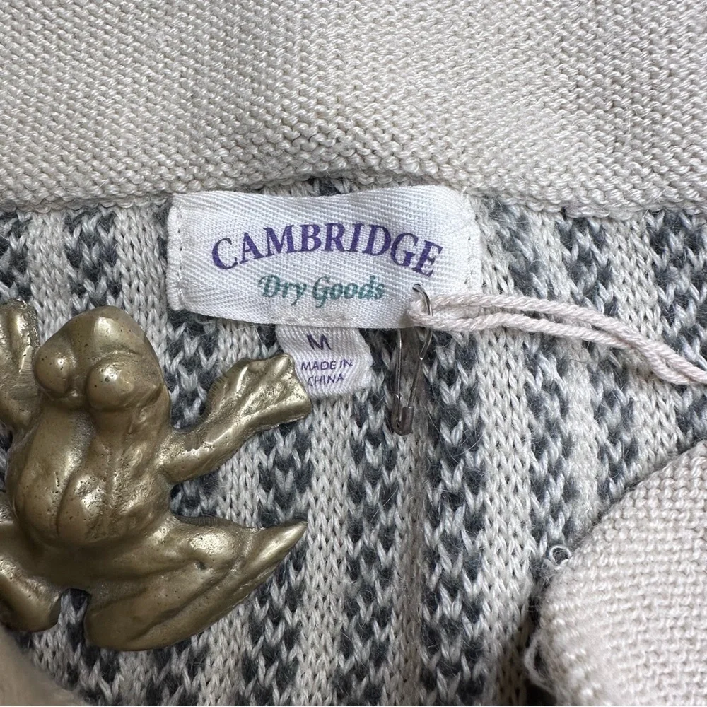 NWOT Cambridge‎ Dry Goods Skirt SZ M Knit Acrylic Wool Mohair Ivory Gray Flare